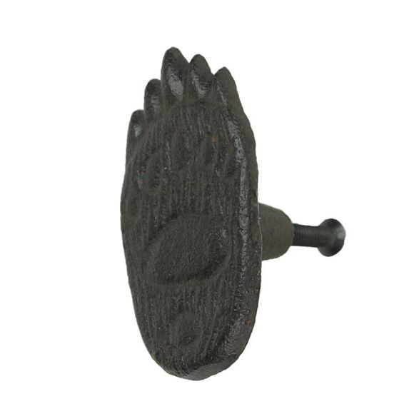 Set of 6 Cast Iron Animal Tracks Bear Paw Cabinet Knob Drawer Pulls Cabin Decor - Picture 3 of 5